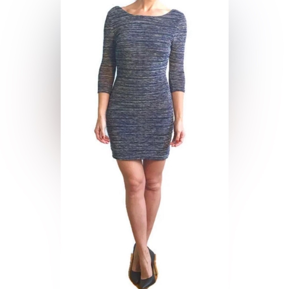 Hott Form Fitting Scoop Back Mini dress multicolor Blue Tones Textured Bodycon